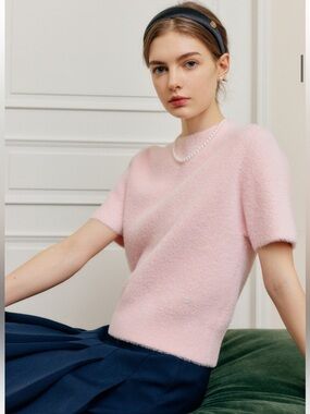 Karli Soft Stretch Knit Top (Color: Pink, Size: XS)